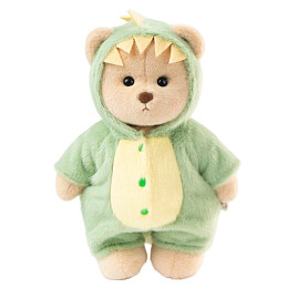 Медведь Lina TeddyTales, в костюме Динозавра, молочный, M, 30 см